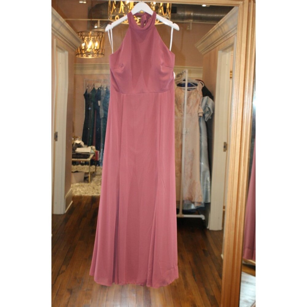 WTOO Bruna. Rose Long Chiffon Halter Aline Dress. Size XL (14/16) - Picture 2 of 5